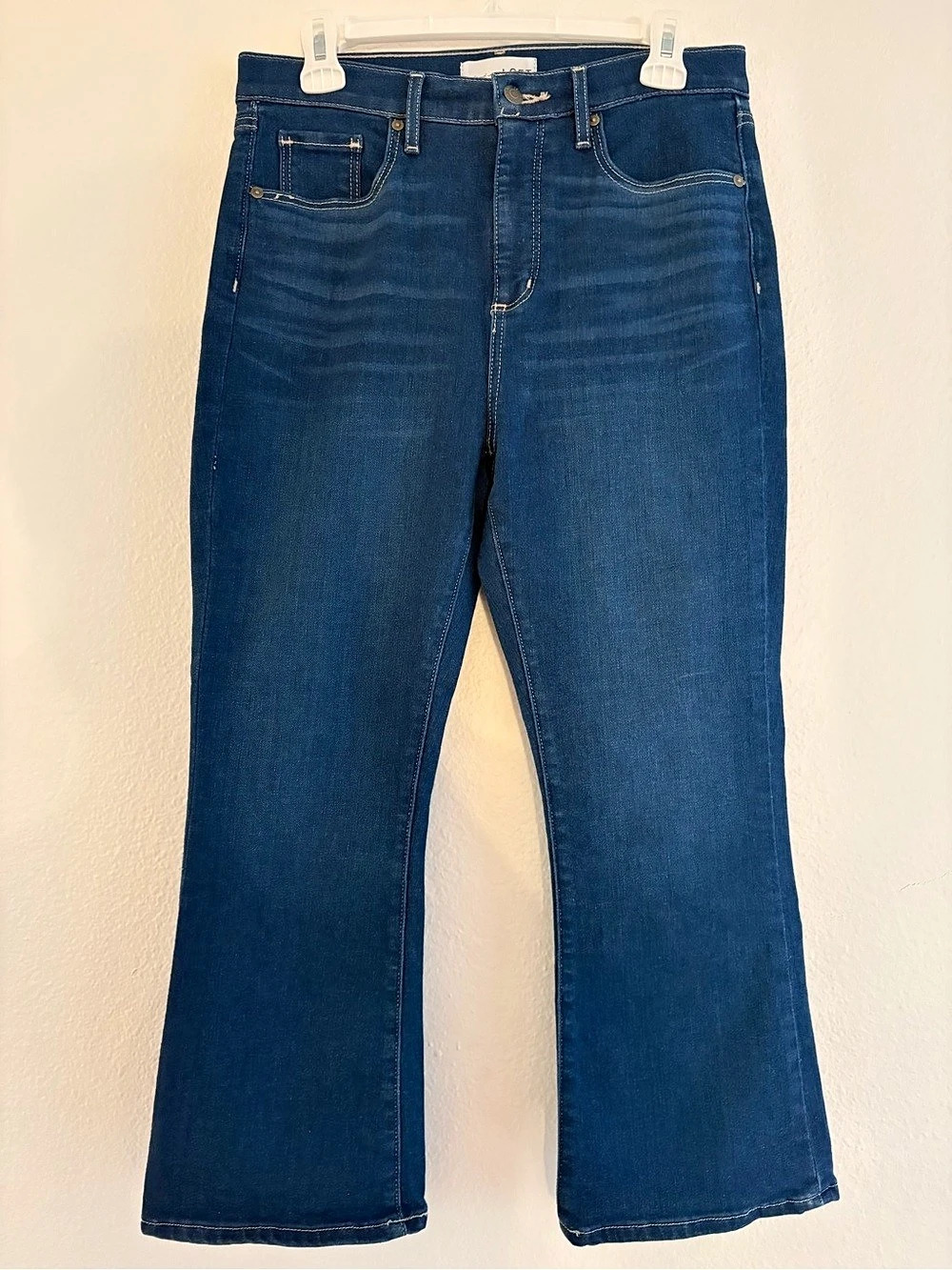 LOFT The Kick Crop Jeans Women's Flare Leg Jeans Blue Size 30P/10 Like New
